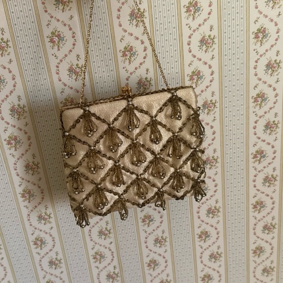 Handbags - Vintage 1950’s Gold Beaded Purse